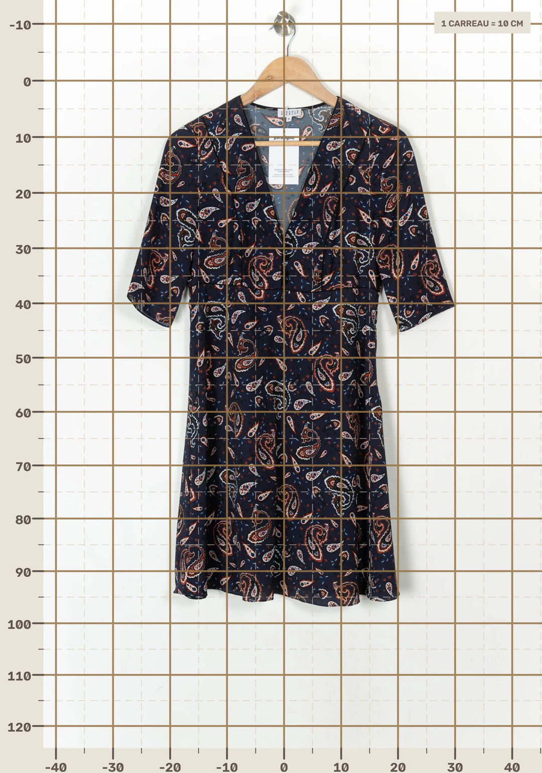 Robe Courte Bleu Marine et Rouille - Taille L/40 de la marque Claudie Pierlot | PARAD124877 - Vendu par Paradigme - Image 4