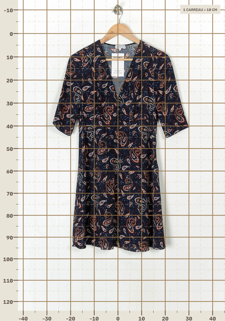 Robe Courte Bleu Marine et Rouille - Taille L/40 de la marque Claudie Pierlot | PARAD124877 - Vendu par Paradigme - Image 4