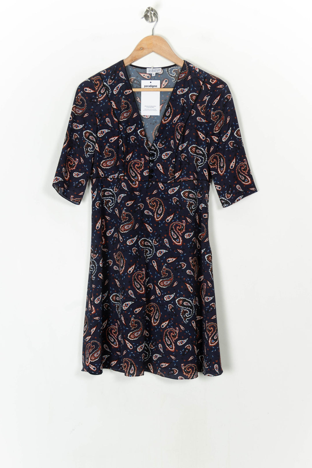 Robe Courte Bleu Marine et Rouille - Taille L/40 de la marque Claudie Pierlot | PARAD124877 - Vendu par Paradigme - Image 2
