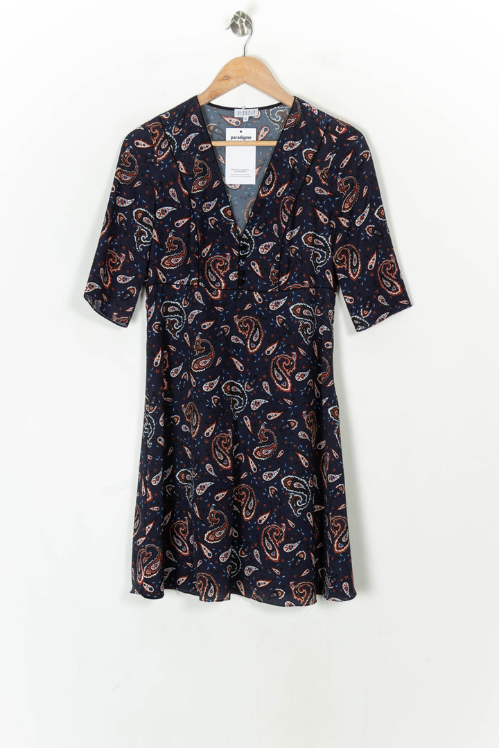 Robe Courte Bleu Marine et Rouille - Taille L/40 de la marque Claudie Pierlot | PARAD124877 - Vendu par Paradigme - Image 2