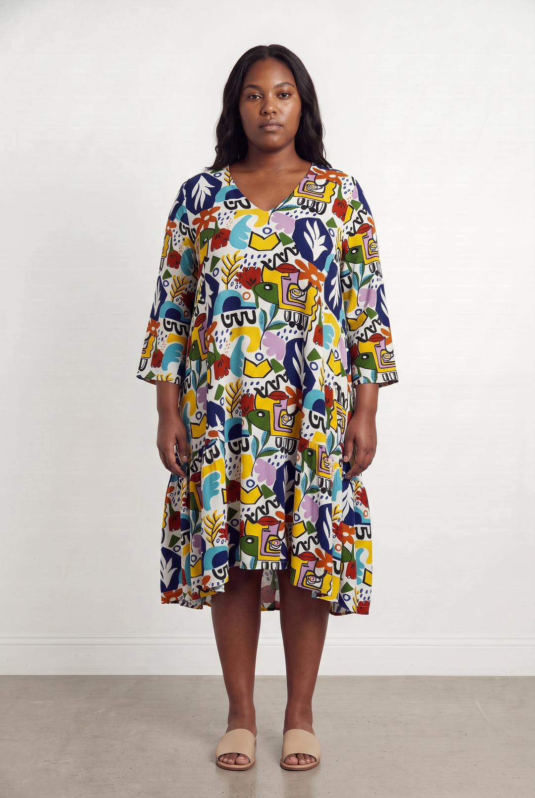 Robe Midi Multicolore - Taille XXL/44 de la marque Indies | PARAD124879 - Vendu par Paradigme - Image 1