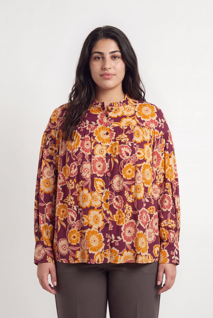 Blouse Bordeaux et Orange - Taille XXL/44 de la marque Indies | PARAD124881 - Vendu par Paradigme - Image 1