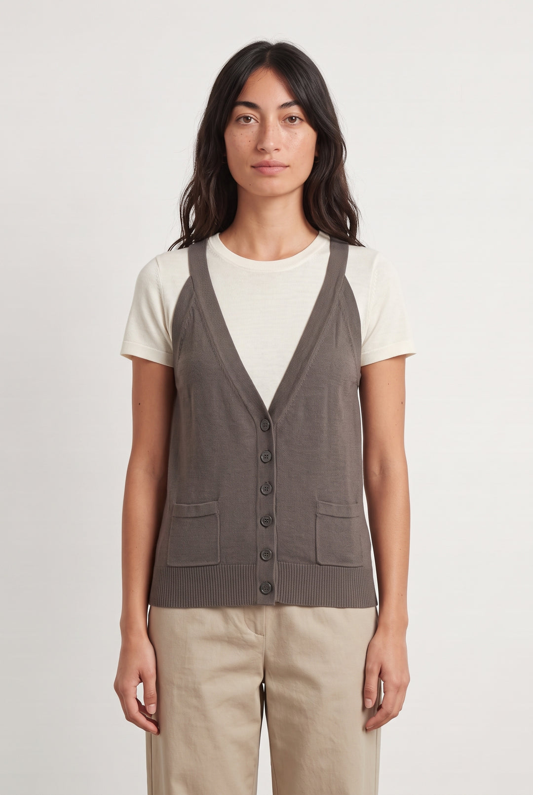 Gilet Sans Manches Gris - Taille M/38 de la marque La Redoute Collections | PARAD124892 - Vendu par Paradigme - Image 1