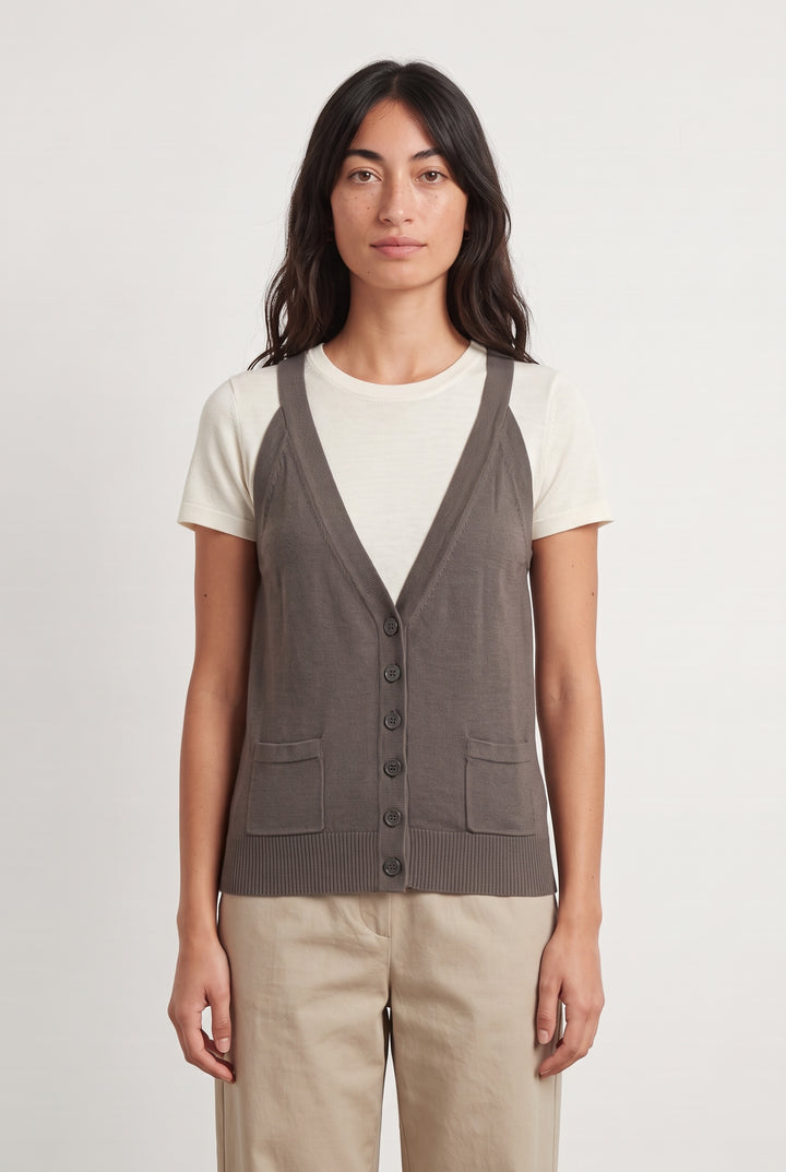 Gilet Sans Manches Gris - Taille M/38 de la marque La Redoute Collections | PARAD124892 - Vendu par Paradigme - Image 1