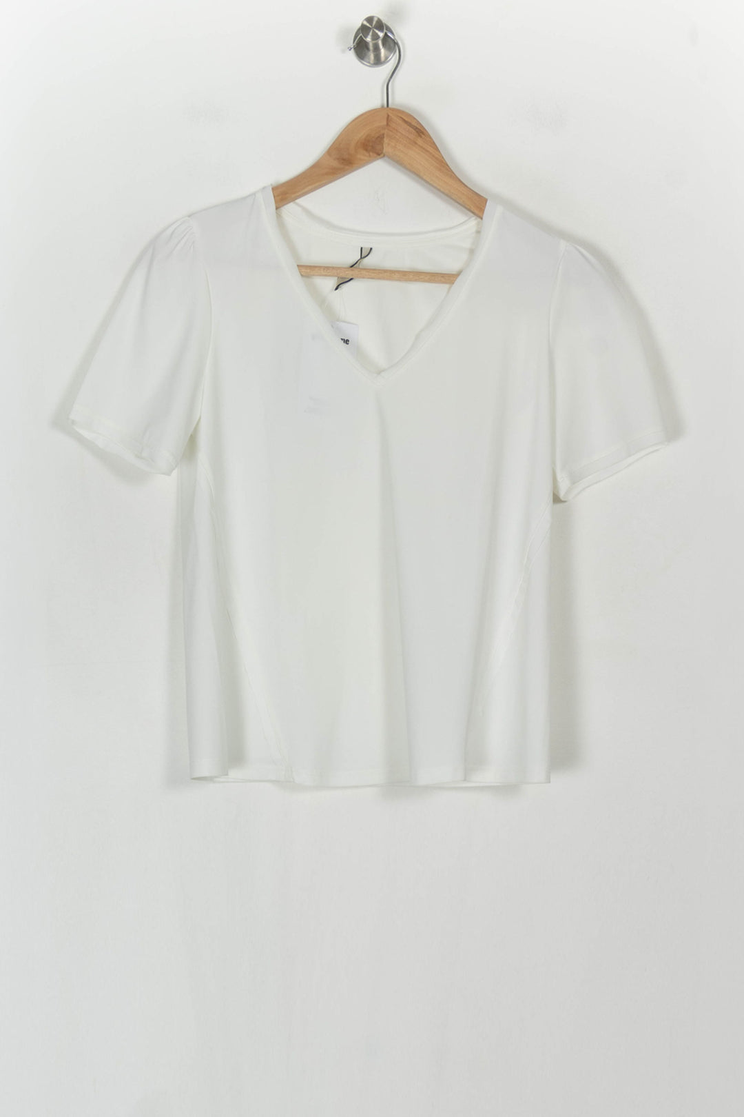 Blouse À Col V Blanche - Taille XS/34 de la marque Indies | PARAD124893 - Vendu par Paradigme - Image 2