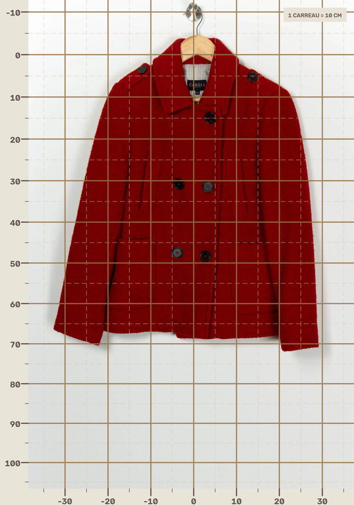Caban Rouge - Taille L/40 de la marque Caroll | PARAD125412 - Vendu par Paradigme - Image 4