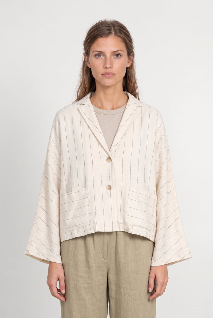 Veste Blazer Beige Rayée Grise - Taille M/38 de la marque Humility | PARAD125628 - Vendu par Paradigme - Image 1