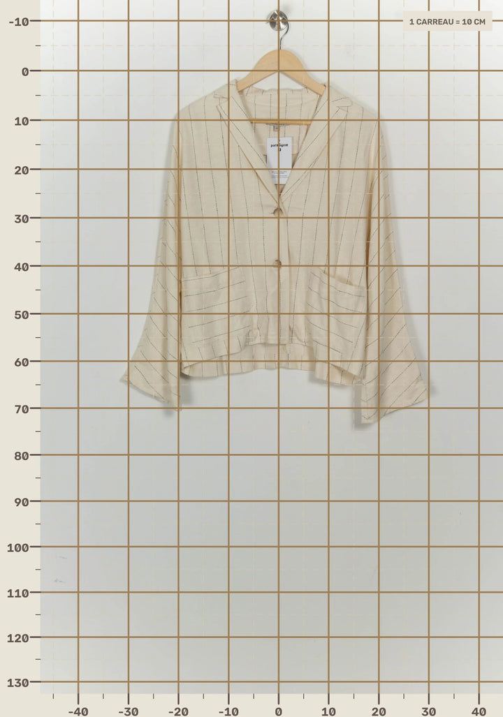 Veste Blazer Beige Rayée Grise - Taille M/38 de la marque Humility | PARAD125628 - Vendu par Paradigme - Image 4