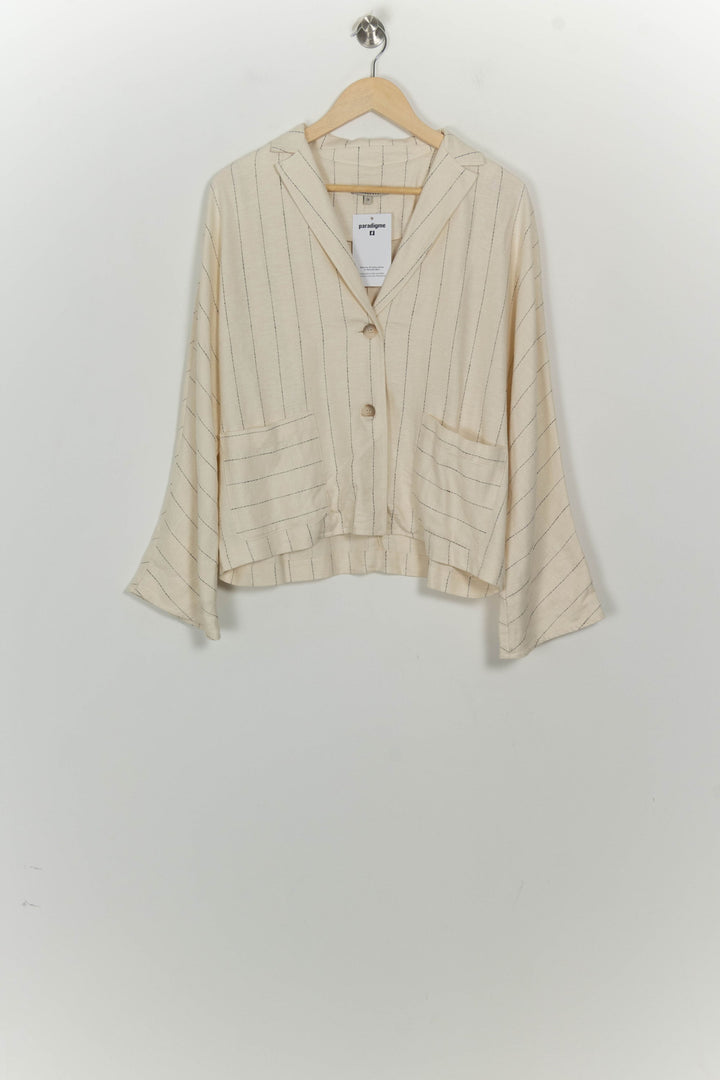 Veste Blazer Beige Rayée Grise - Taille M/38 de la marque Humility | PARAD125628 - Vendu par Paradigme - Image 2
