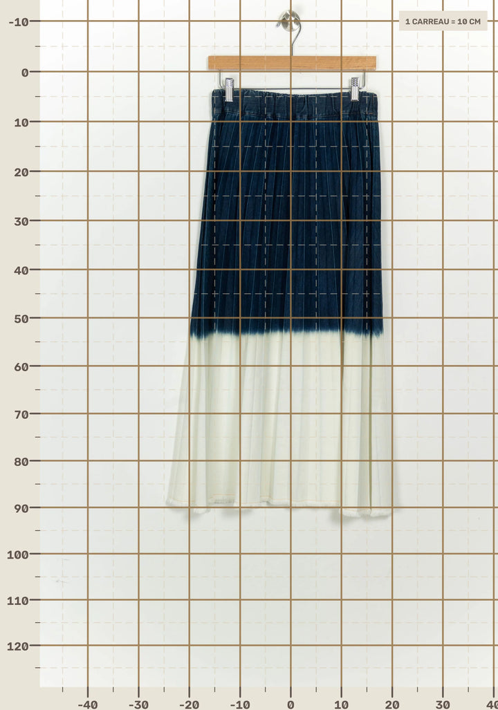 Jupe Plissée Bleue et Blanche - Taille M/38 de la marque La Fée Maraboutée | PARAD125629 - Vendu par Paradigme - Image 4