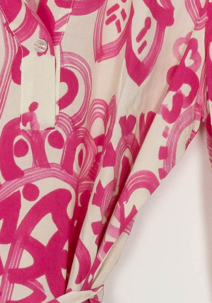Robe Portefeuille Rose et Beige - Taille M/38 de la marque La Fée Maraboutée | PARAD125632 - Vendu par Paradigme - Image 3