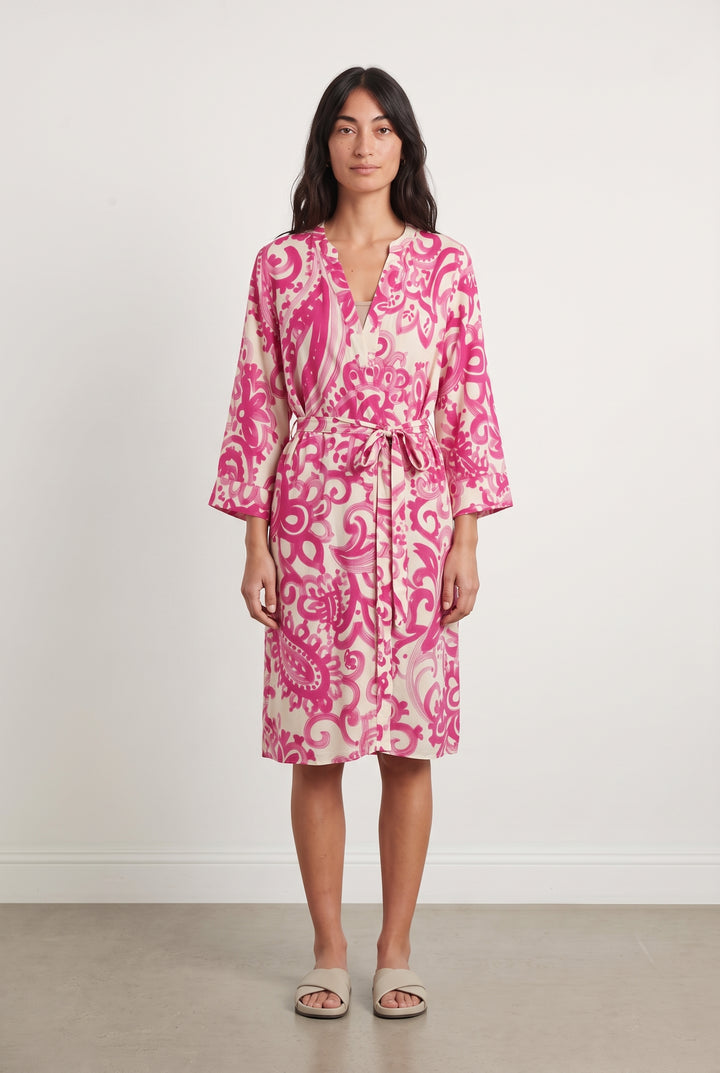 Robe Portefeuille Rose et Beige - Taille M/38 de la marque La Fée Maraboutée | PARAD125632 - Vendu par Paradigme - Image 1