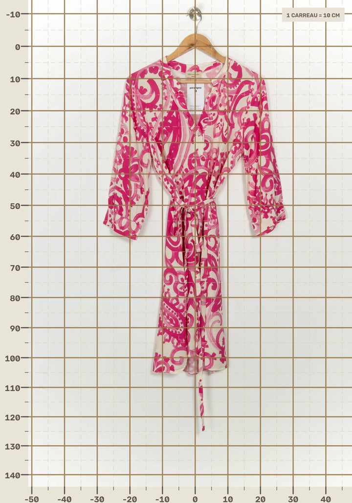 Robe Portefeuille Rose et Beige - Taille M/38 de la marque La Fée Maraboutée | PARAD125632 - Vendu par Paradigme - Image 4