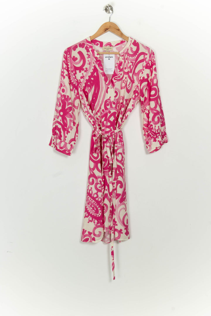 Robe Portefeuille Rose et Beige - Taille M/38 de la marque La Fée Maraboutée | PARAD125632 - Vendu par Paradigme - Image 2