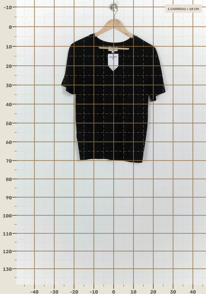 Tee-shirt à col V Noir - Taille L/40 de la marque Maison 123 | PARAD125647 - Vendu par Paradigme - Image 4