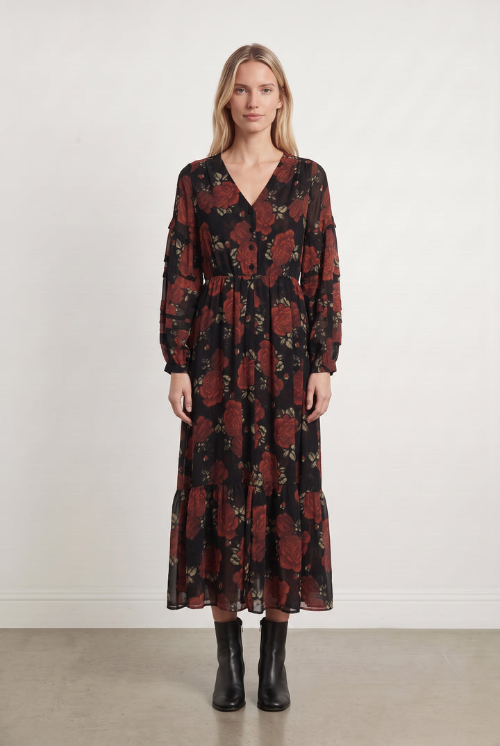 Robe Longue Noire et Rouge - Taille S/36 de la marque The Kooples | PARAD125656 - Vendu par Paradigme - Image 1