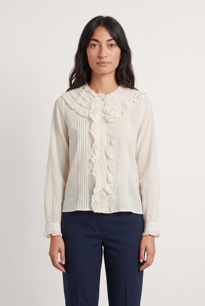 Blouse À Volants Blanche - Taille M/38 de la marque Sézane | PARAD125667 - Vendu par Paradigme - Image 1