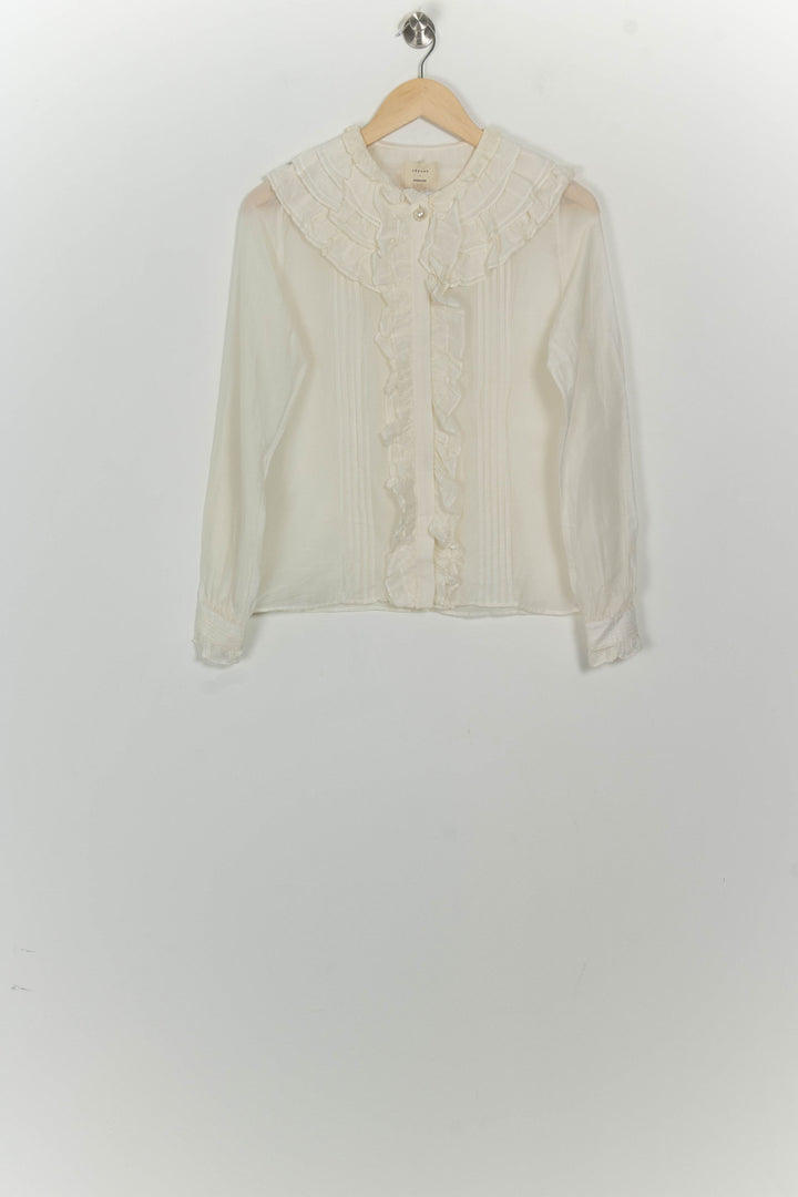 Blouse À Volants Blanche - Taille M/38 de la marque Sézane | PARAD125667 - Vendu par Paradigme - Image 2