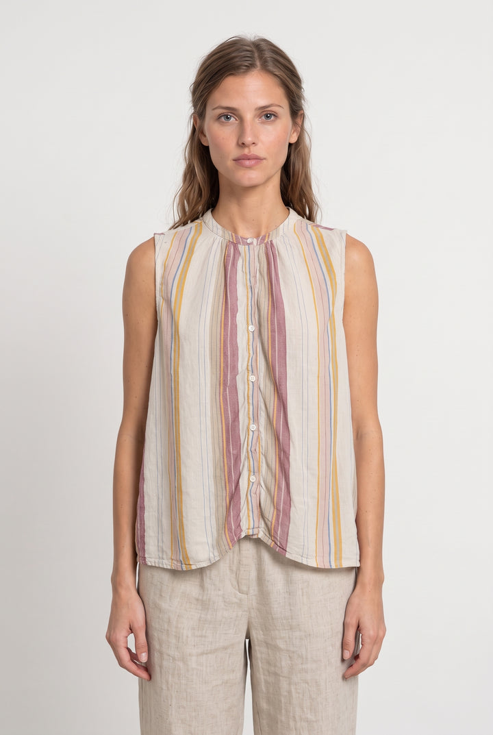 Chemisier Sans Manches Beige et Rose - Taille S/36 de la marque Bellerose | PARAD125678 - Vendu par Paradigme - Image 1