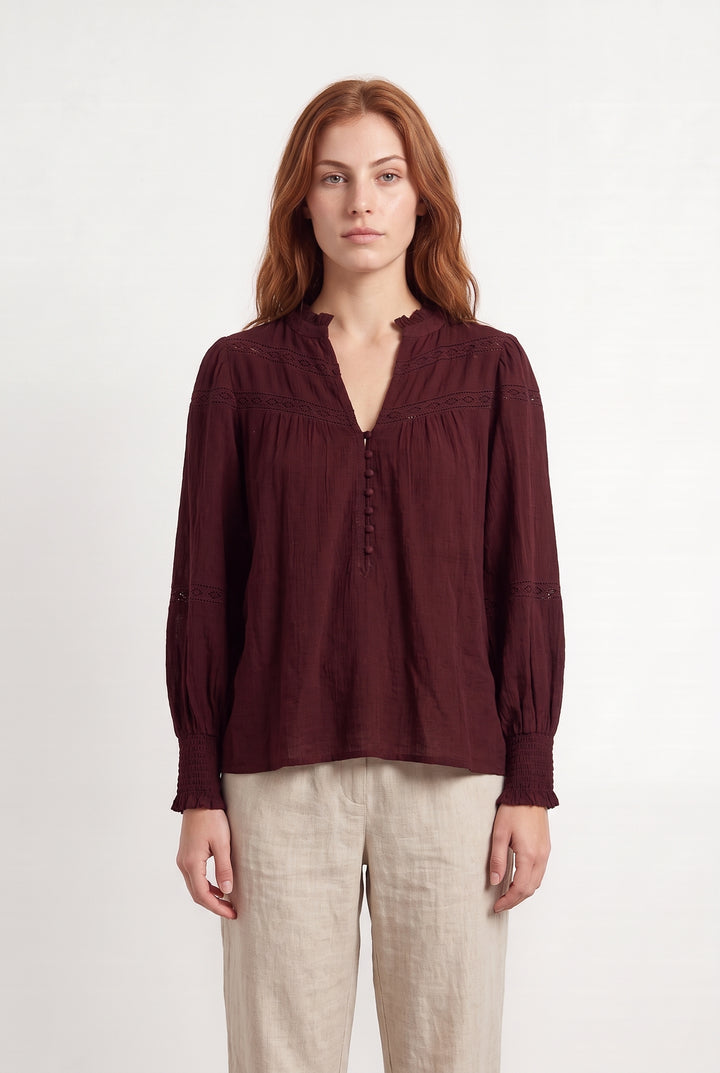 Blouse Bordeaux - Taille M/38 de la marque Maison 123 | PARAD125708 - Vendu par Paradigme - Image 1