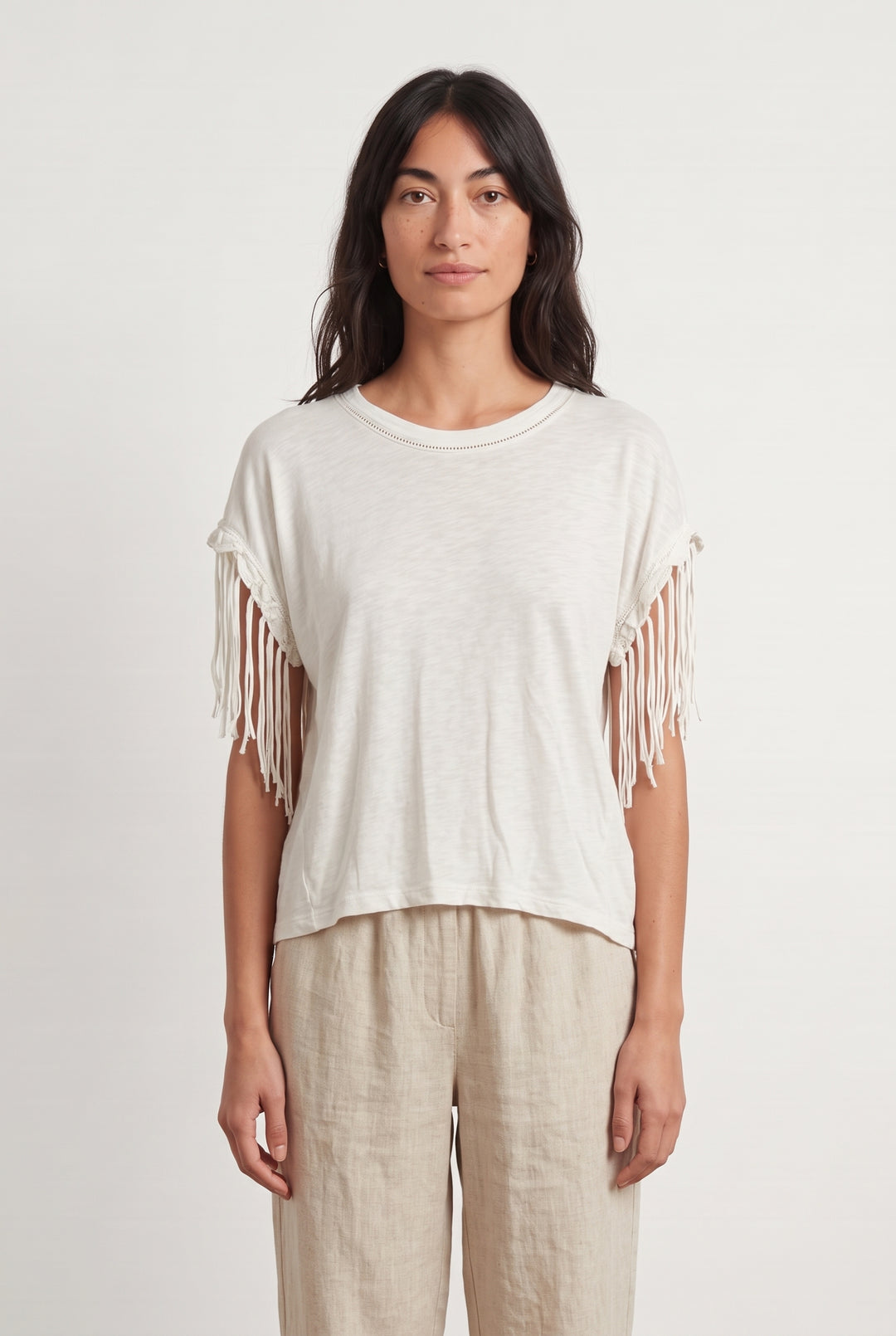 Tee-Shirt À Franges Blanc - Taille M/38 de la marque Bérénice | PARAD125710 - Vendu par Paradigme - Image 1