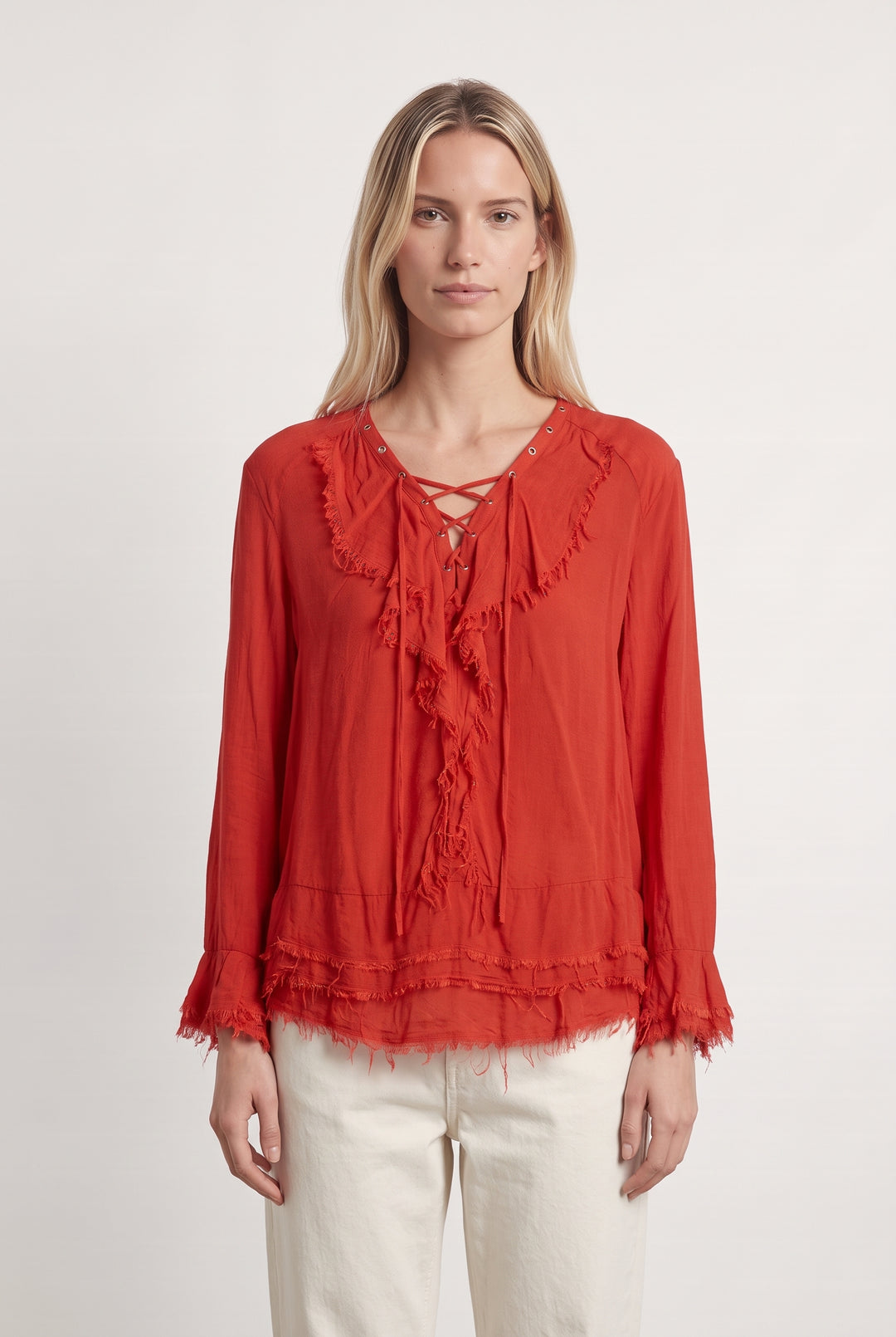 Blouse À Lacets Rouge - Taille M/38 de la marque IRO | PARAD125745 - Vendu par Paradigme - Image 1