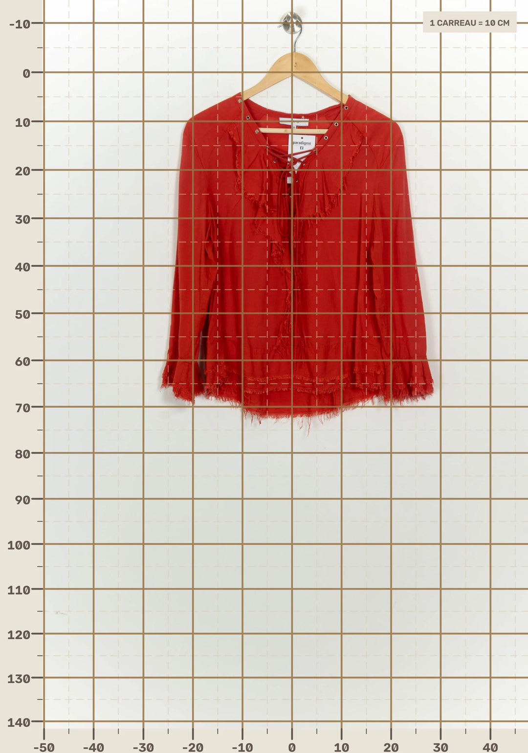 Blouse À Lacets Rouge - Taille M/38 de la marque IRO | PARAD125745 - Vendu par Paradigme - Image 4