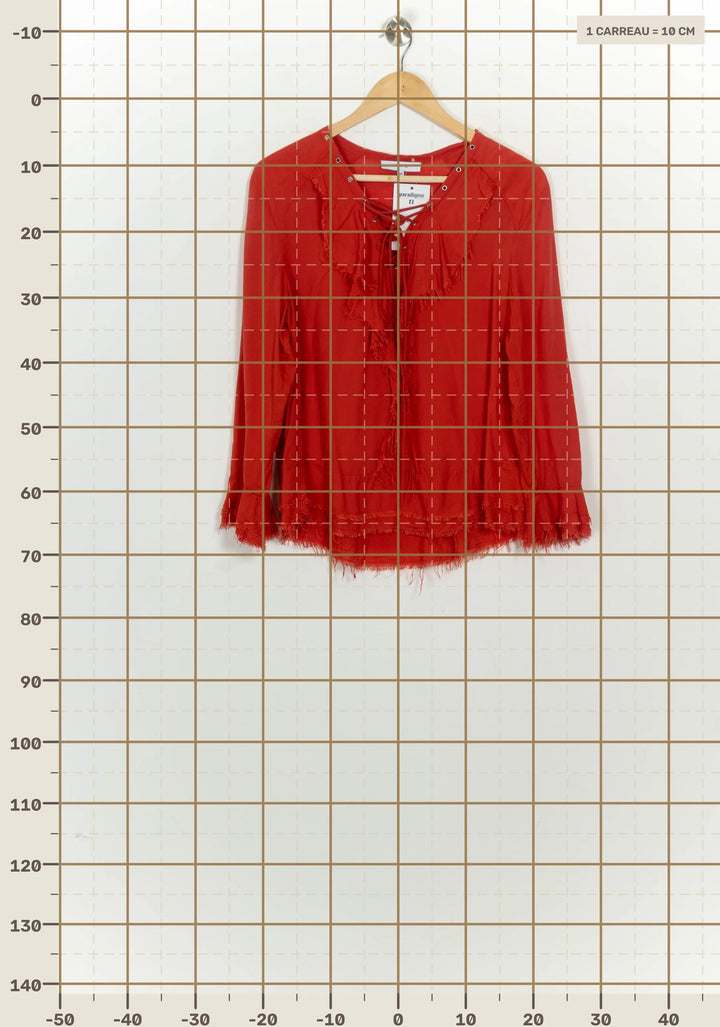Blouse À Lacets Rouge - Taille M/38 de la marque IRO | PARAD125745 - Vendu par Paradigme - Image 4