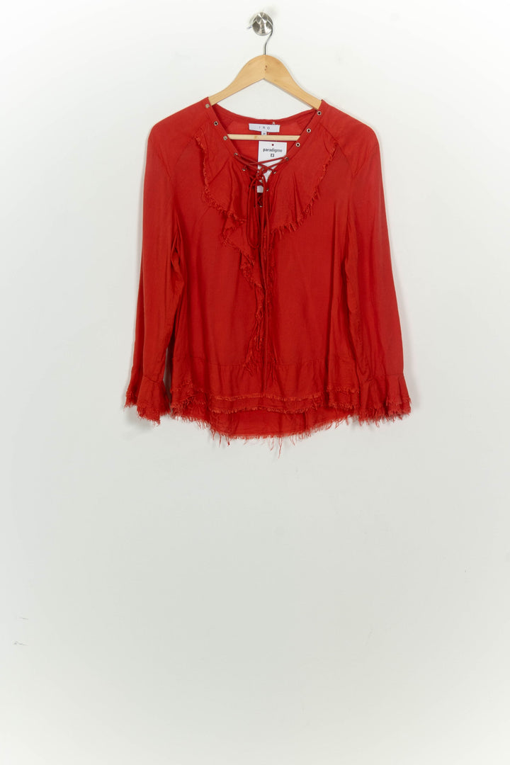 Blouse À Lacets Rouge - Taille M/38 de la marque IRO | PARAD125745 - Vendu par Paradigme - Image 2