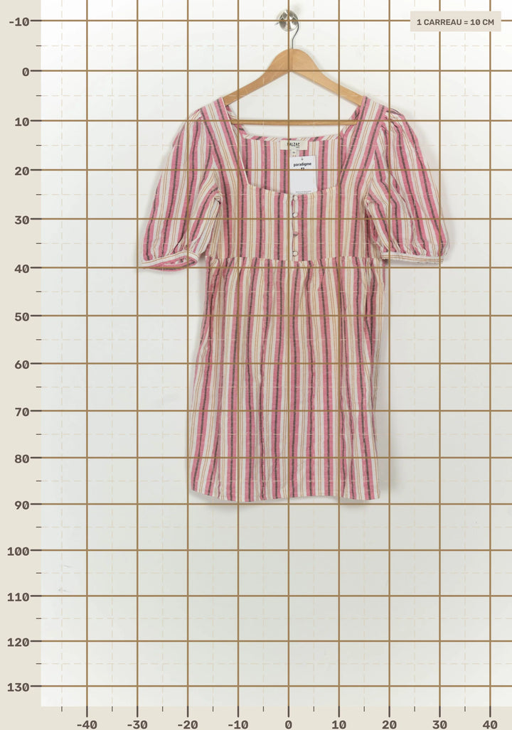 Robe Courte Rose et Blanche - Taille S/36 de la marque Balzac Paris | PARAD125787 - Vendu par Paradigme - Image 4