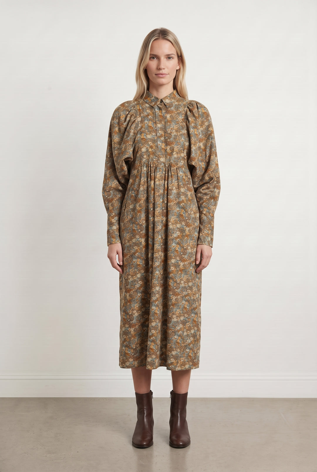 Robe Midi Marron et Orange - Taille M/38 de la marque Laurence Bras | PARAD125791 - Vendu par Paradigme - Image 1