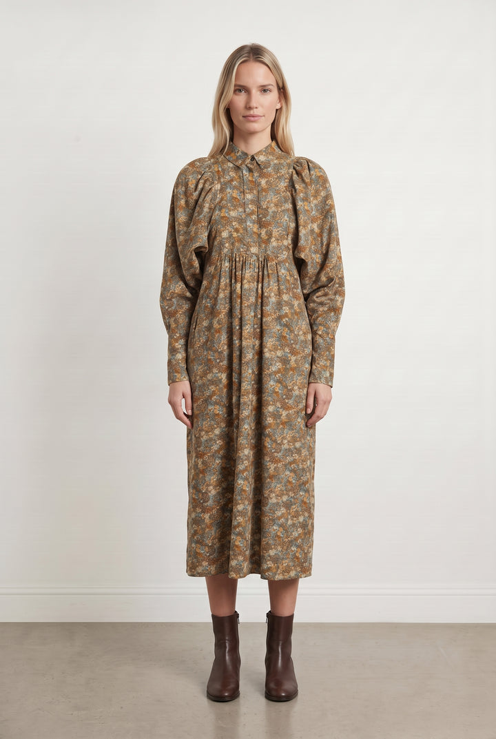 Robe Midi Marron et Orange - Taille M/38 de la marque Laurence Bras | PARAD125791 - Vendu par Paradigme - Image 1
