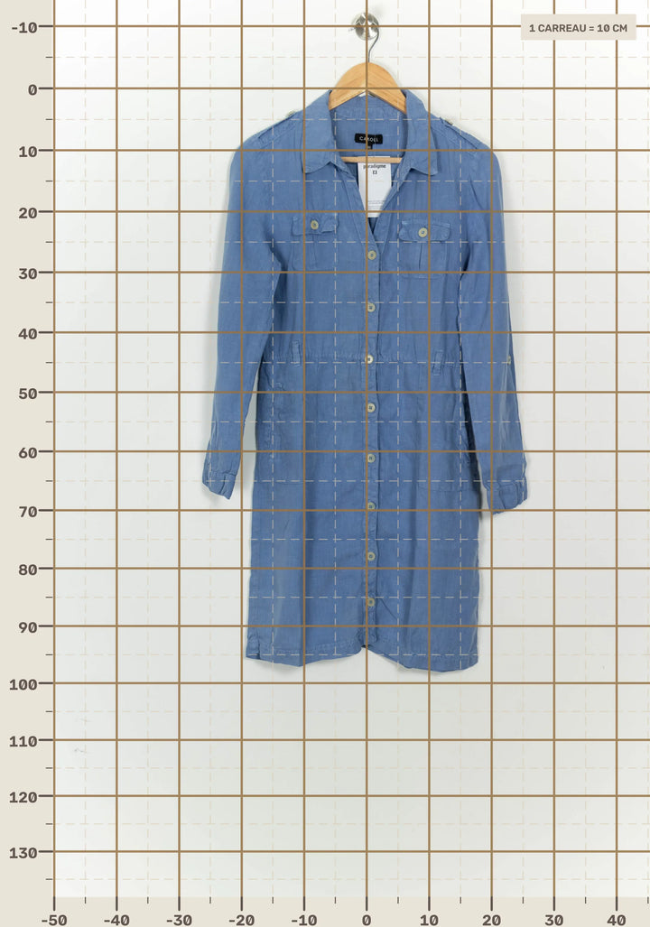 Robe Chemise Midi Bleue - Taille L/40 de la marque Caroll | PARAD125821 - Vendu par Paradigme - Image 4