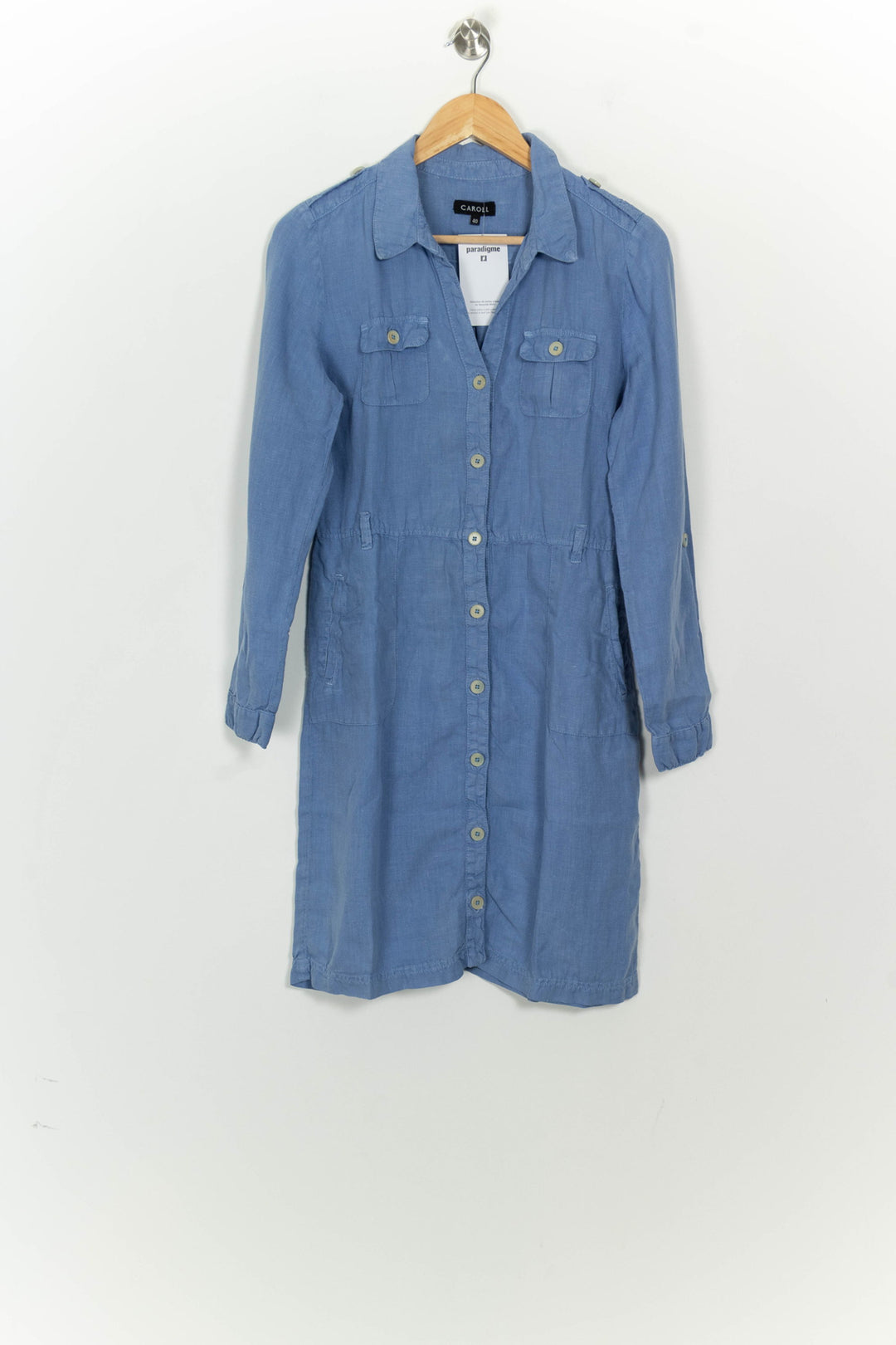 Robe Chemise Midi Bleue - Taille L/40 de la marque Caroll | PARAD125821 - Vendu par Paradigme - Image 2