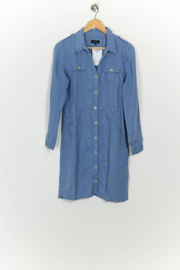 Robe Chemise Midi Bleue - Taille L/40 de la marque Caroll | PARAD125821 - Vendu par Paradigme - Image 2