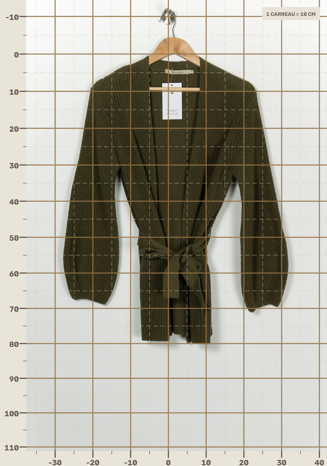 Gilet long vert kaki - Taille S/36 de la marque La Fée Maraboutée | PARAD125828 - Vendu par Paradigme - Image 4
