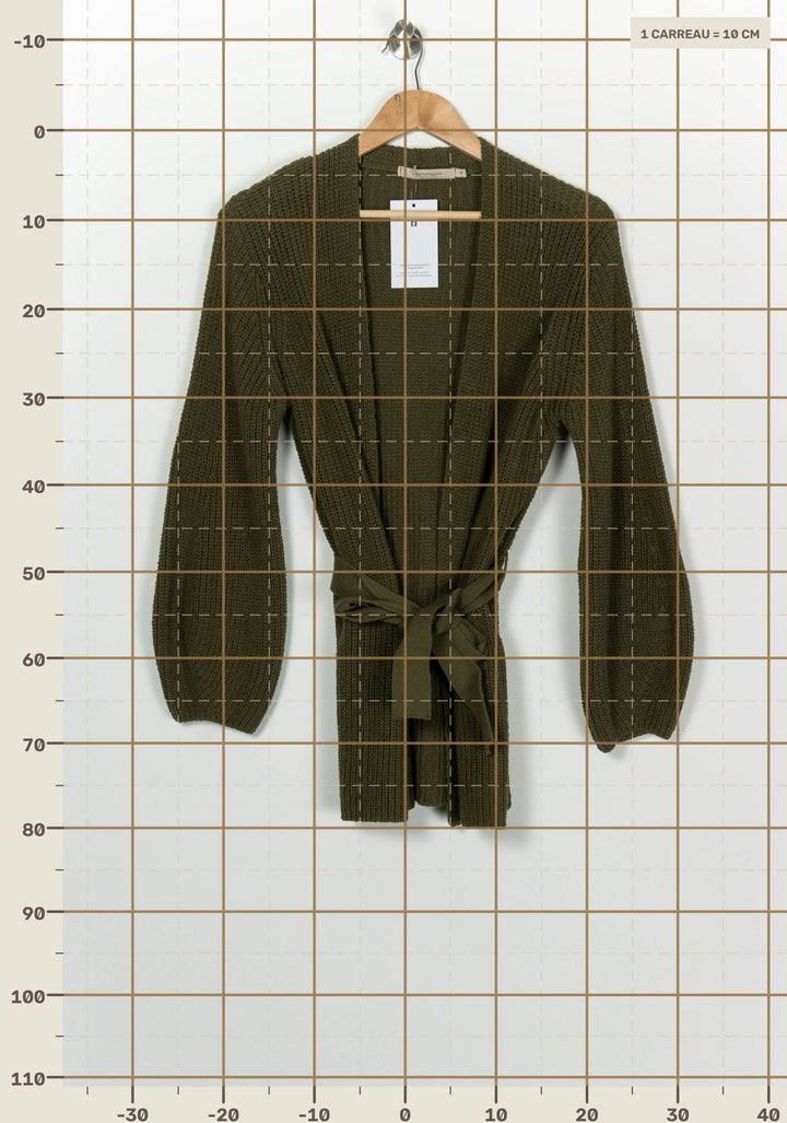 Gilet long vert kaki - Taille S/36 de la marque La Fée Maraboutée | PARAD125828 - Vendu par Paradigme - Image 4