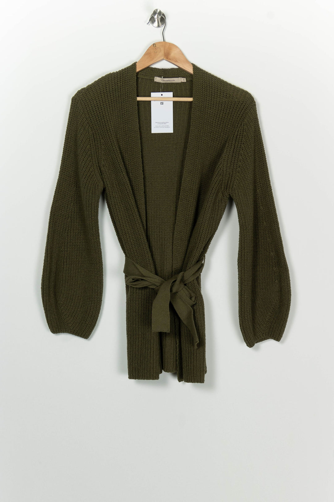 Gilet long vert kaki - Taille S/36 de la marque La Fée Maraboutée | PARAD125828 - Vendu par Paradigme - Image 2