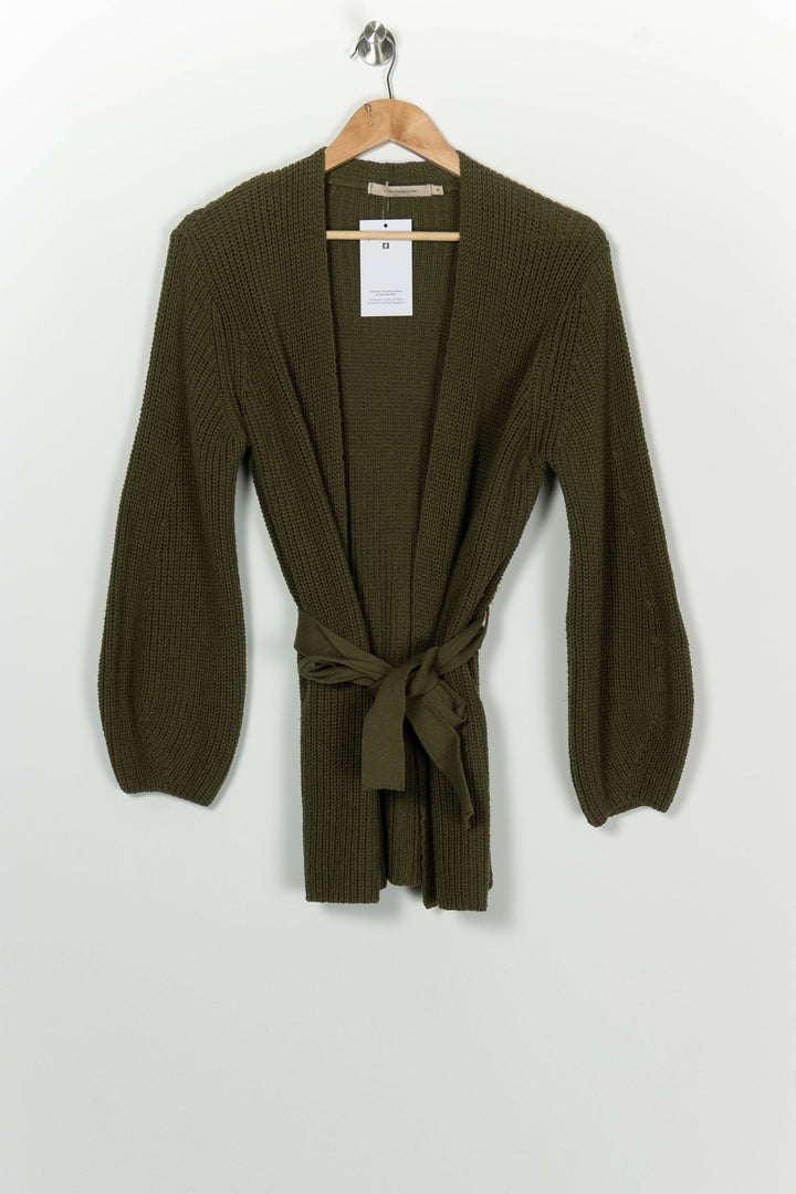 Gilet long vert kaki - Taille S/36 de la marque La Fée Maraboutée | PARAD125828 - Vendu par Paradigme - Image 2