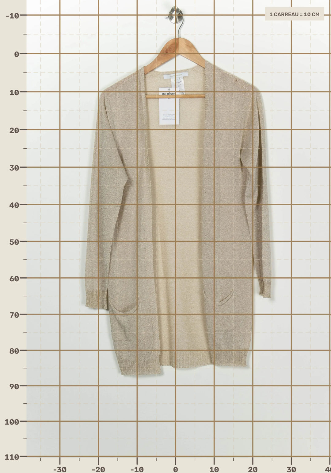 Gilet Long Doré - Taille S/36 de la marque La Fée Maraboutée | PARAD125829 - Vendu par Paradigme - Image 4