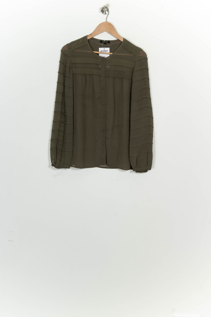 Chemise Verte Kaki - Taille M/38 de la marque Gerard Darel | PARAD125845 - Vendu par Paradigme - Image 2