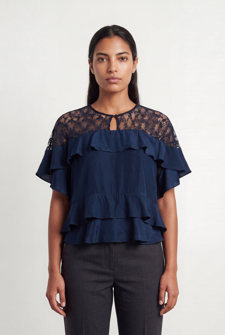 Blouse Bleu Marine et Noire - Taille L/40 de la marque Sandro | PARAD125875 - Vendu par Paradigme - Image 1