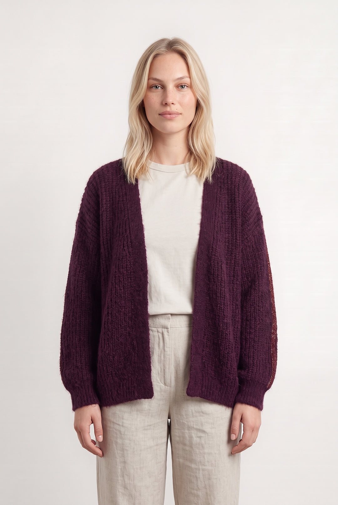 Gilet Violet foncé - Taille L/40 de la marque La Fée Maraboutée | PARAD125884 - Vendu par Paradigme - Image 1
