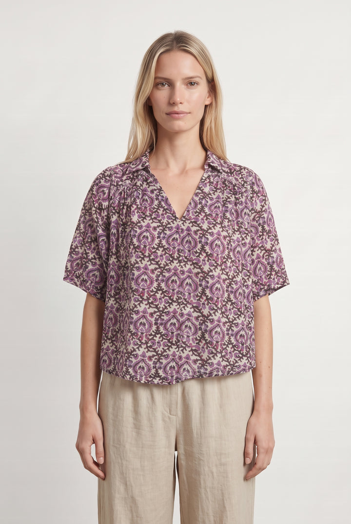 Blouse Violette et Noire - Taille M/38 de la marque Léon &amp; Harper | PARAD125989 - Vendu par Paradigme - Image 1