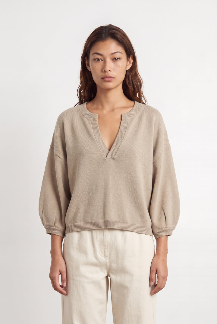 Pull à Col V Beige - Taille M/38 de la marque ba&amp;sh | PARAD126006 - Vendu par Paradigme - Image 1