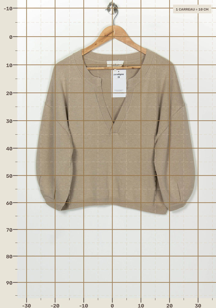 Pull à Col V Beige - Taille M/38 de la marque ba&amp;sh | PARAD126006 - Vendu par Paradigme - Image 4