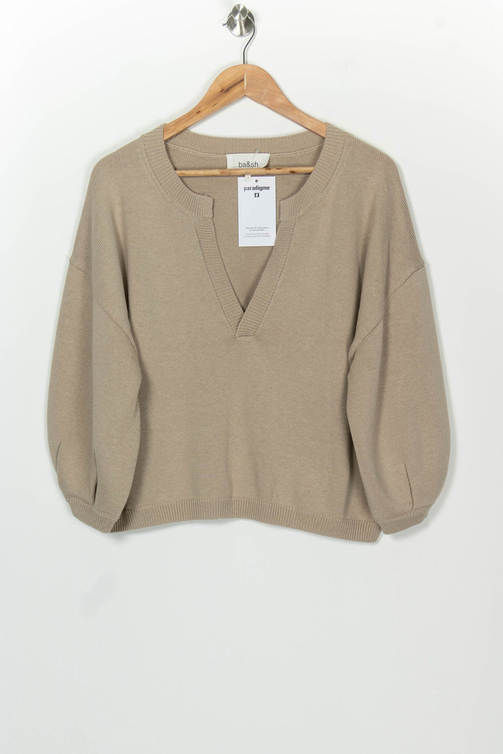 Pull à Col V Beige - Taille M/38 de la marque ba&sh | PARAD126006 - Vendu par Paradigme - Image 2