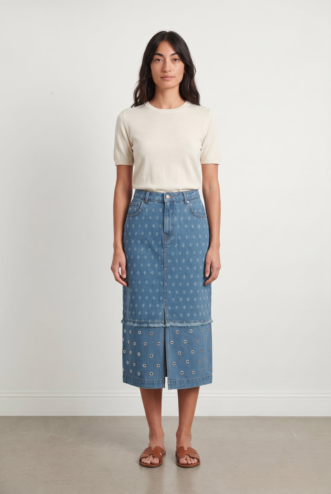 Jupe Midi En Jean Bleue - Taille M/38 de la marque Derhy | PARAD126007 - Vendu par Paradigme - Image 1