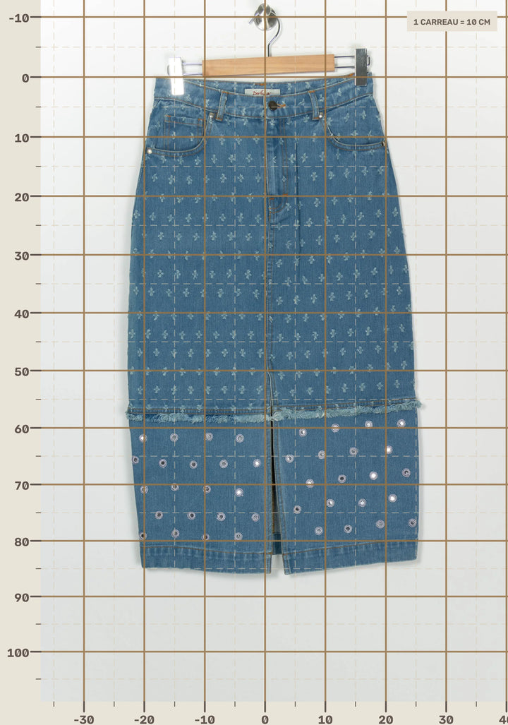 Jupe Midi En Jean Bleue - Taille M/38 de la marque Derhy | PARAD126007 - Vendu par Paradigme - Image 4