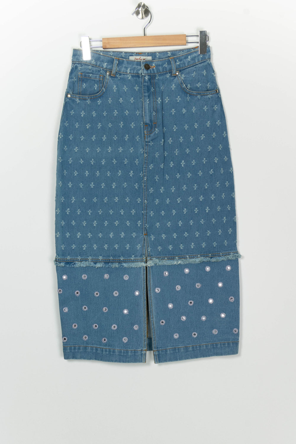 Jupe Midi En Jean Bleue - Taille M/38 de la marque Derhy | PARAD126007 - Vendu par Paradigme - Image 2